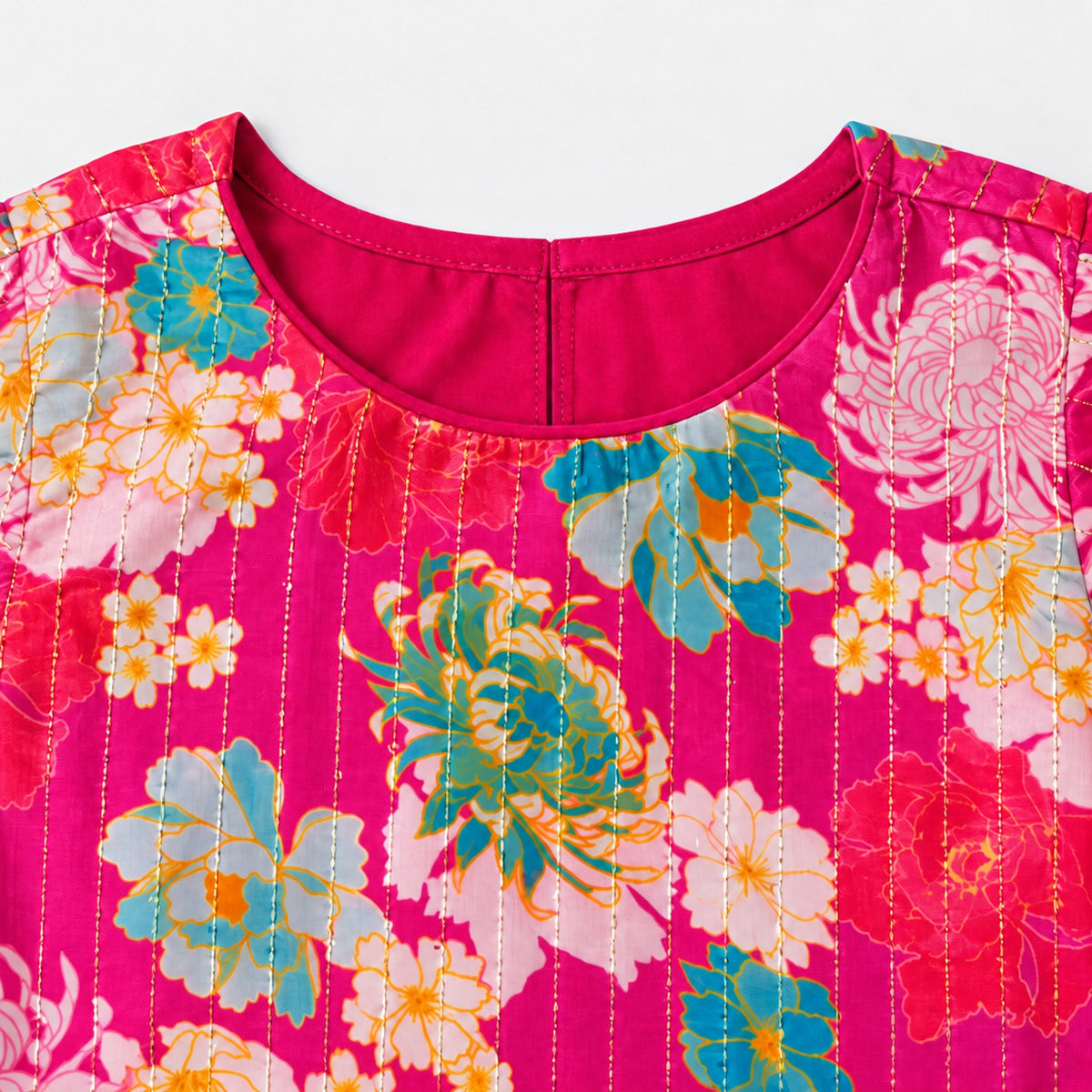 The Magic Wand Woven Sleeveless Floral Printed Tassel Detail Asymmetric Top And Top Set -  Fuchsia