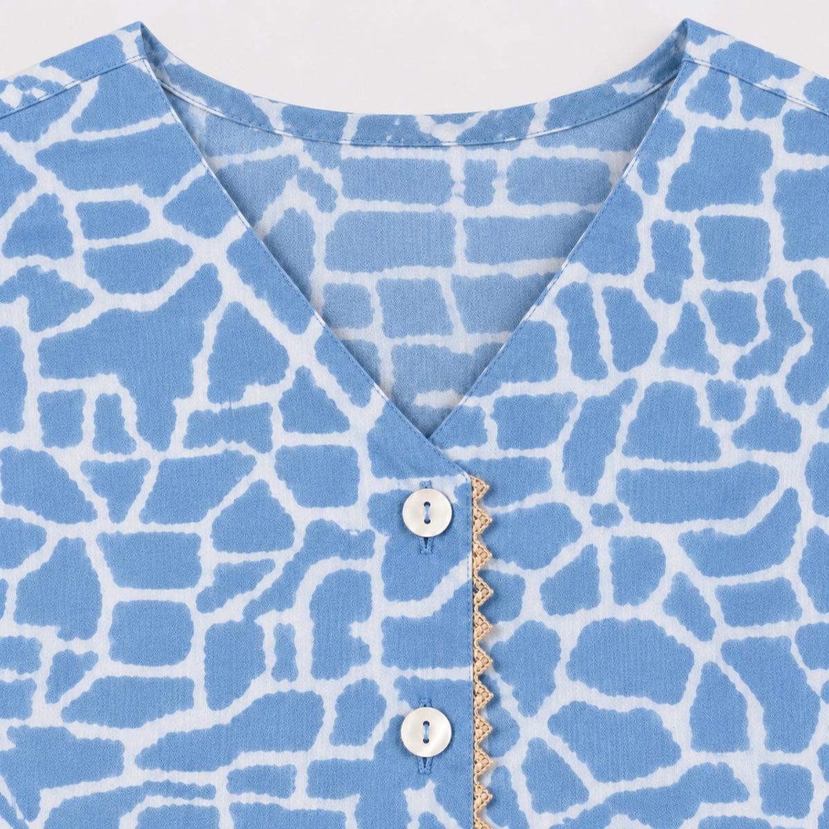 The Magic Wand Cotton Woven Cambric Sleeveless Abstract Line Printed Dress And Floral Waistcoat Set - Blue