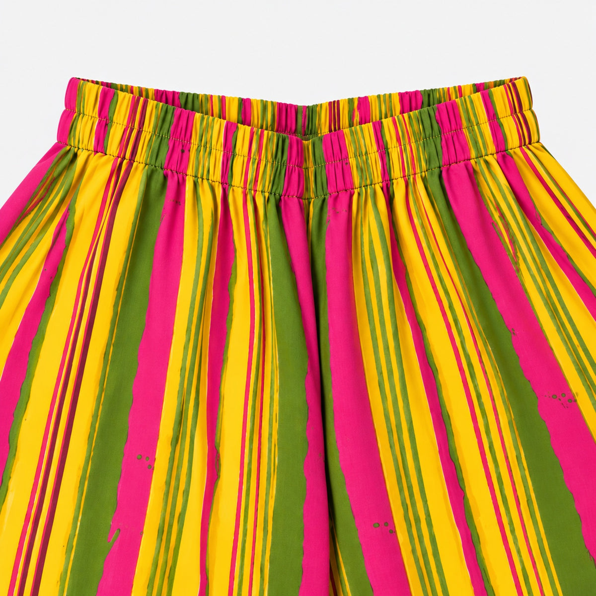 The Magic Wand Cotton Woven Cambric Colourful Stripes Laced Peplum Top And Pant Set With Dupatta - Multi Color