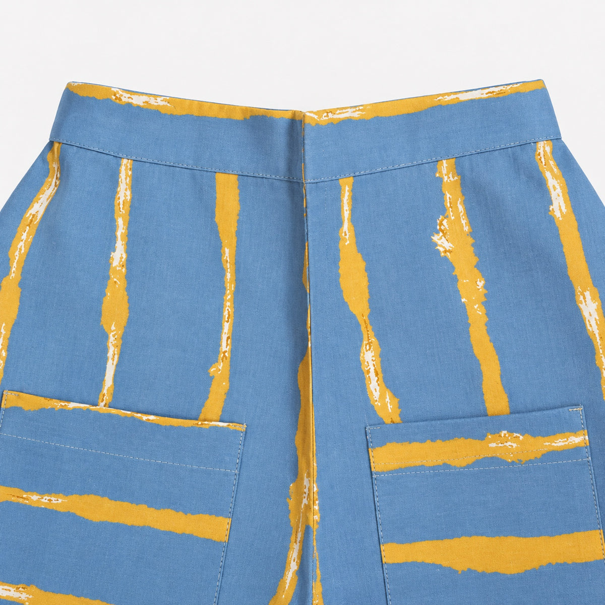 The Magic Wand Cotton Woven Cambric Sleveeless Stripes Printed Waistcoat Top And Pant Set - Blue