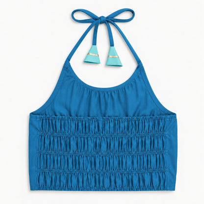 The Magic Wand Woven Coin Laced Halter Neck Choli And Lehenga Set With Dupatta - Blue