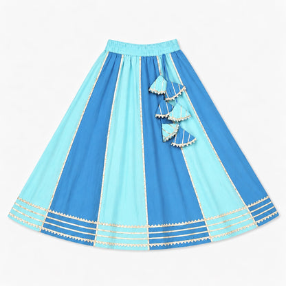 The Magic Wand Woven Coin Laced Halter Neck Choli And Lehenga Set With Dupatta - Blue