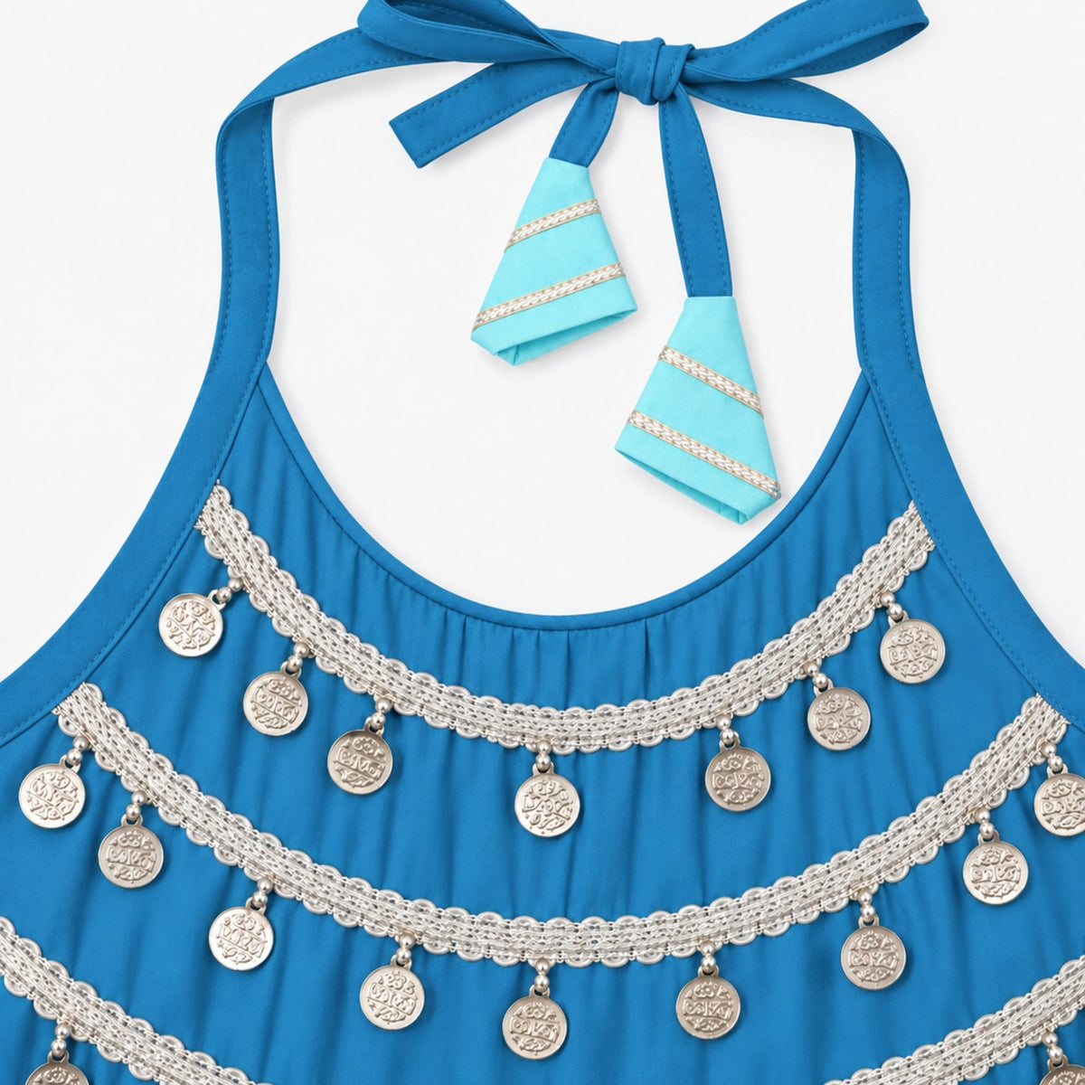 The Magic Wand Woven Coin Laced Halter Neck Choli And Lehenga Set With Dupatta - Blue