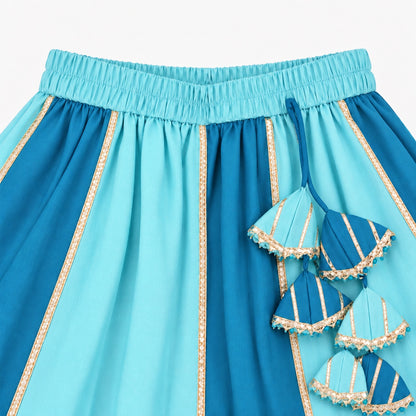 The Magic Wand Woven Coin Laced Halter Neck Choli And Lehenga Set With Dupatta - Blue