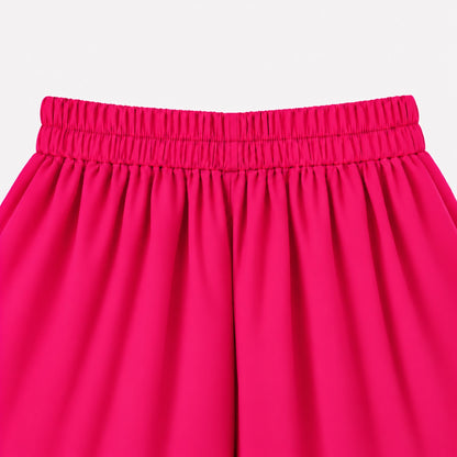 The Magic Wand Woven Sleeveless Fringe Laced Top and Palazzo Set - Fuschia