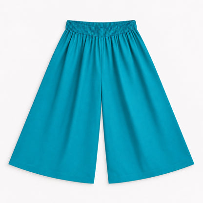 The Magic Wand Woven Sleeveless Fringe Laced Top and Palazzo Set - Teal Blue