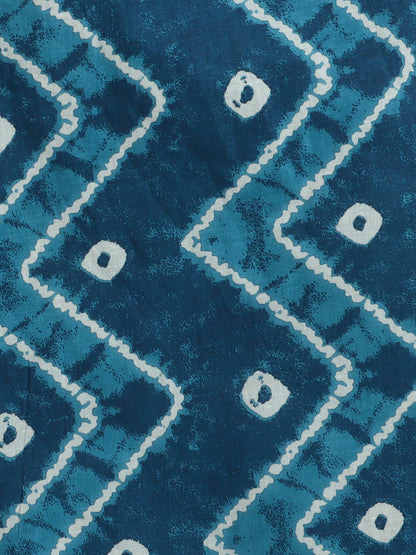Hand Block Printed Cotton Lace Embelished 3/4th Sleeves Top and Pant Night Wear Lounge Wear Set For Girls Indigo Blue