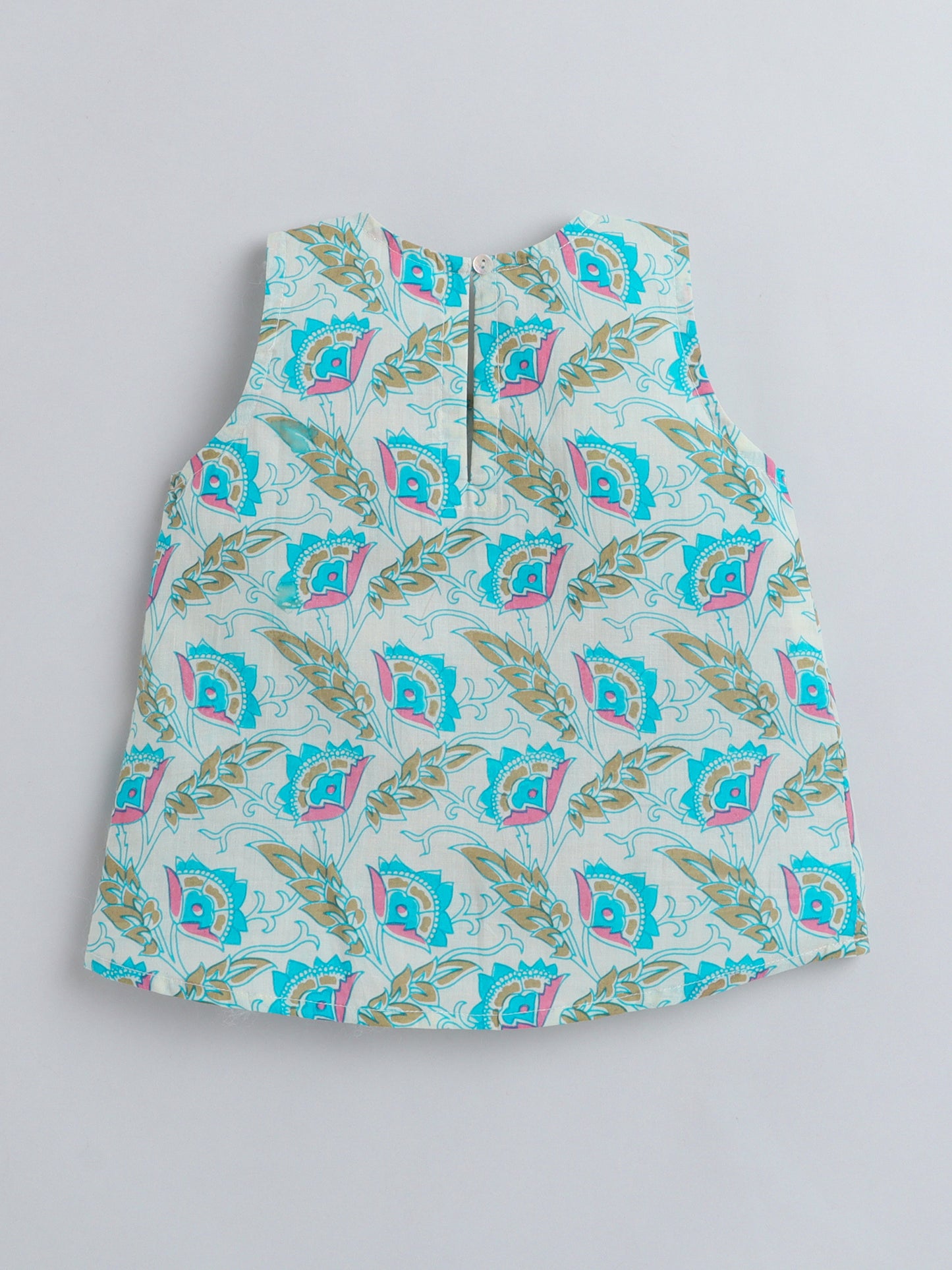 Hand Block Printed Sleeveless Top and Shorts Night Wear Lounge Wear Set For Girls Blue