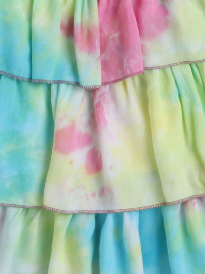 The Magic Wand Tie & Dye Printed Sleeveless Tiered Tops  Multi