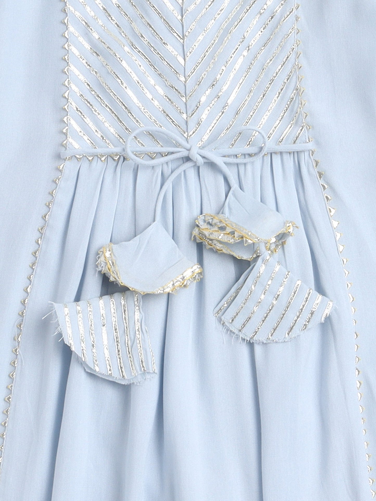 The Magic Wand Embellished Elbow Sleeves Nyra Cut Gleamy Solid Kurta With Pants Blue