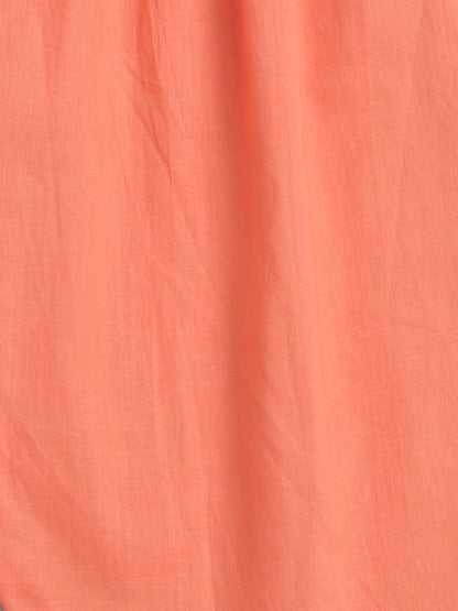 Stripes Sleeveless Kurta With Lace detailing & Salwar Set With Dupatta For Girls-Peach