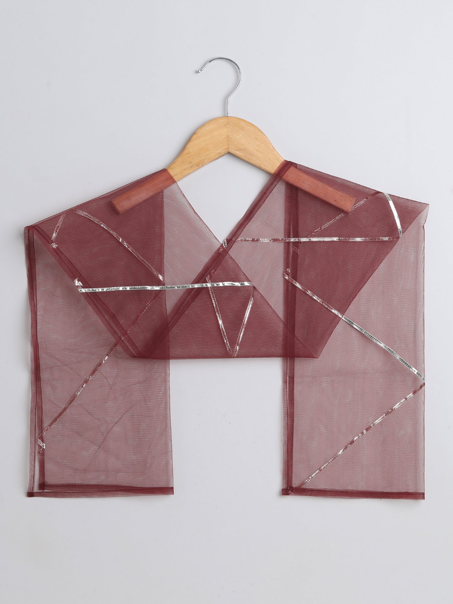 Floral Printed Elbow Sleeves Gota Lace Embelished Aline Kurta with Straight Pants With Dupatta For Girls-Maroon