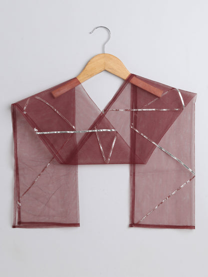 Floral Printed Elbow Sleeves Gota Lace Embelished Aline Kurta with Straight Pants With Dupatta For Girls-Maroon