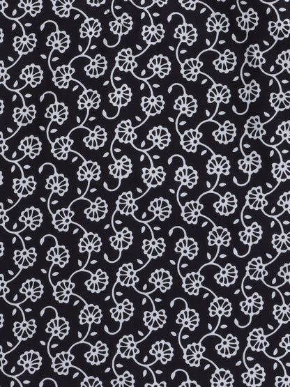 The Magic Wand 3/4th Sleeves Floral Printed Loungewear Set Black