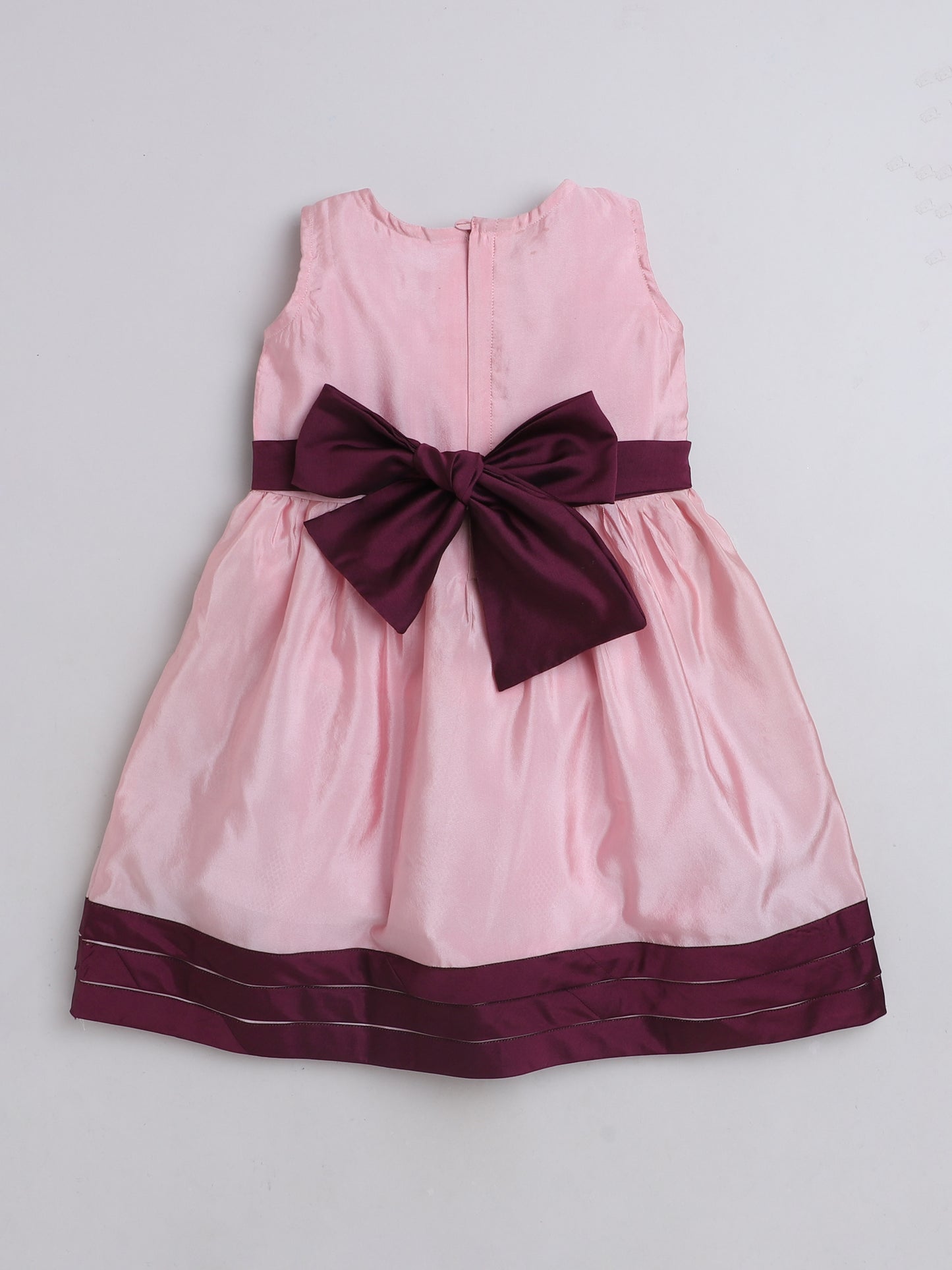 Sleeveless Contrast Hem Fit & Flare Party Dress For Girls Onion Pink