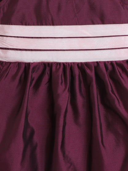 Sleeveless Contrast Hem Fit & Flare Party Dress For Girls - Magenta