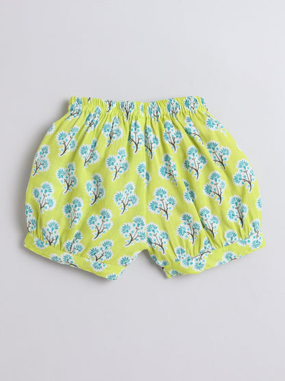 Sleeveless Floral Top and Shorts Night Wear Lounge Wear Set Green