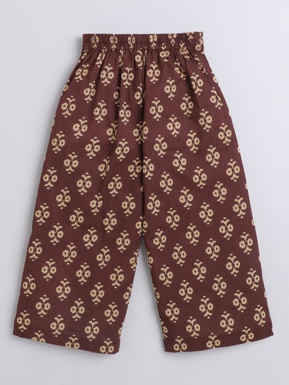 Sustainable Cotton Floral Printed Short Sleeves With Collar Co-ord Sets -Maroon