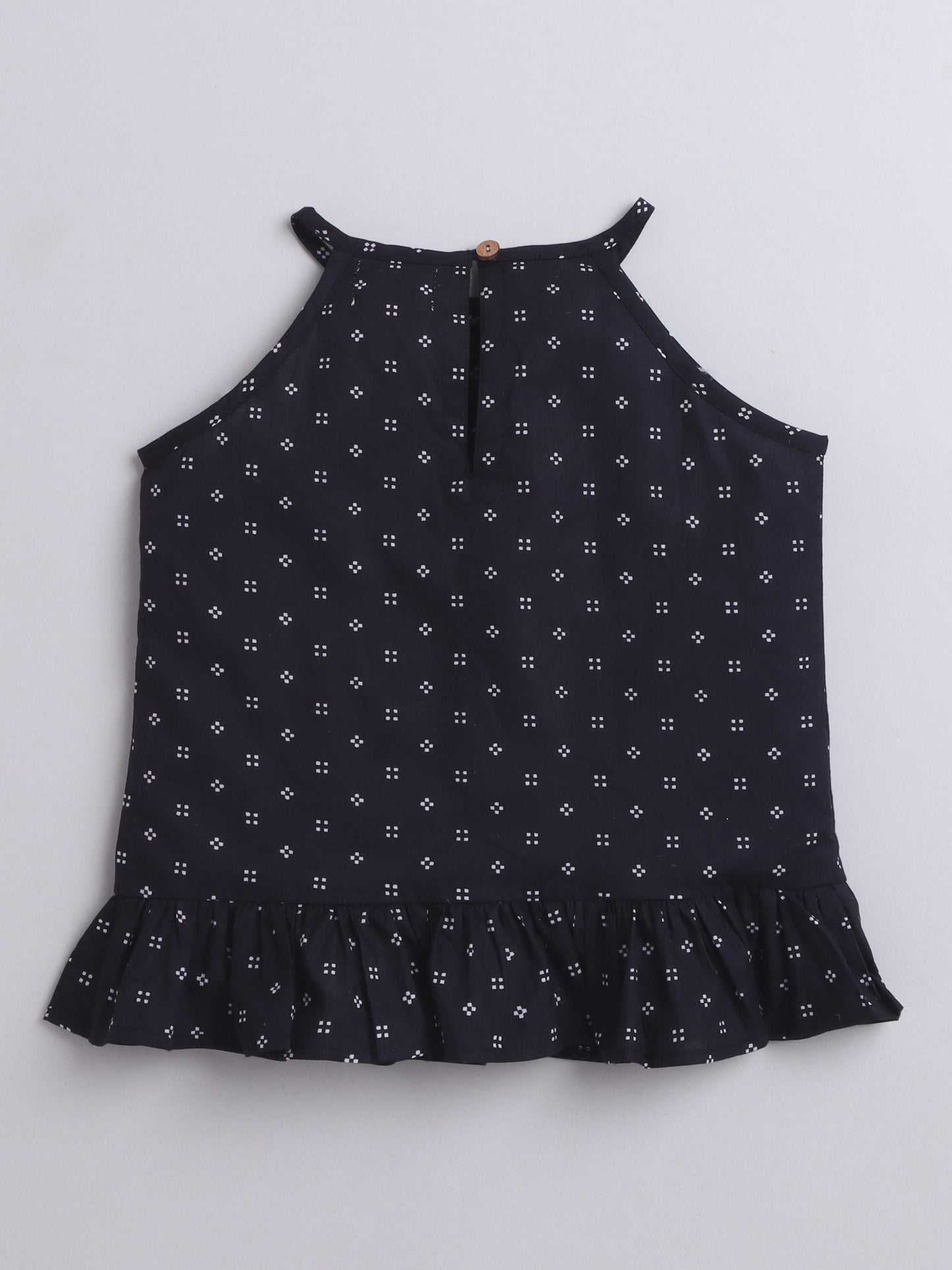 The Magic Wand Cotton Sleeveless Incut Style Floral Printed Top Black