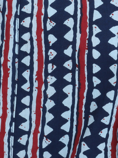 Sustainable Stripes Printed Sleeveless Waist Co ord Sets-Indigo Blue
