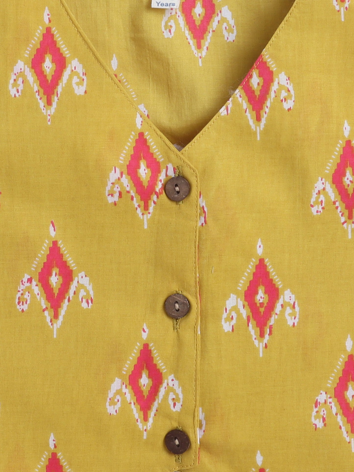 Sustainable Ikat Printed Sleeveless Waist Co ord Sets Mustard