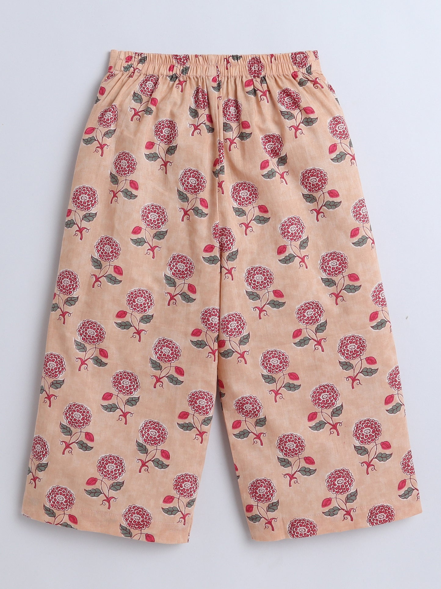 Sustainable Floral Printed Sleeveless Waist Co ord Sets-Peach