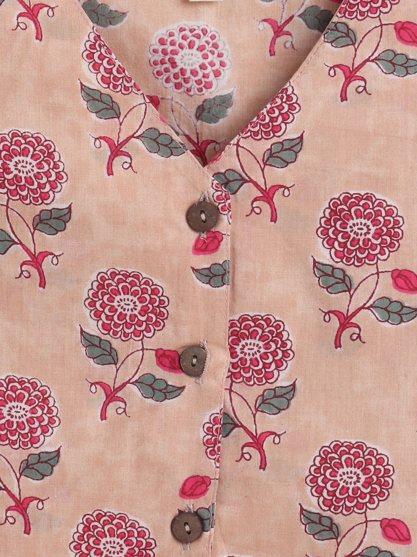 Sustainable Floral Printed Sleeveless Waist Co ord Sets-Peach
