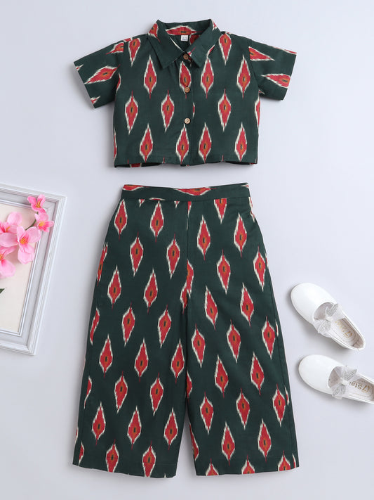 Sustainable Floral Printed Sleeveless Waist Co ord Sets Green