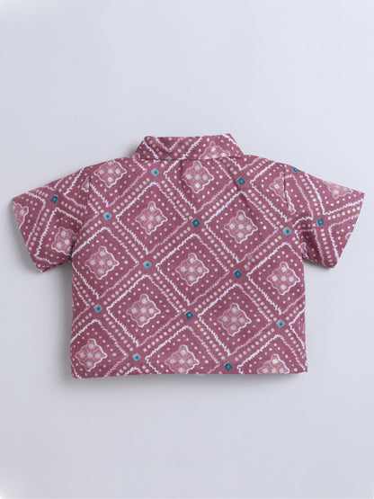 Sustainable Geometirc Printed Sleeveless Waist Co ord Sets-Onion Pink
