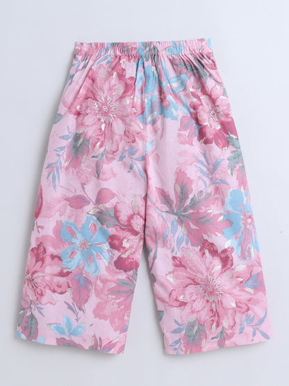 Sustainable Floral Printed Sleeveless Waist Co ord Sets Pink
