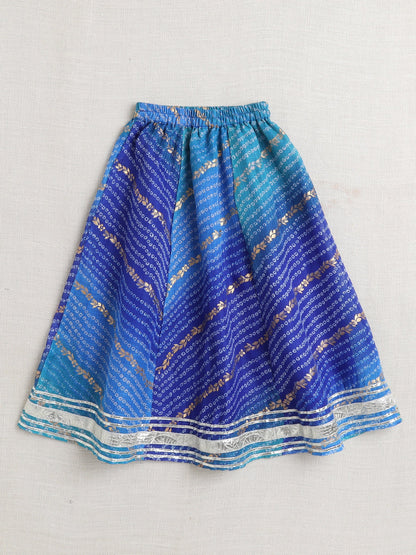 Sleeveless Lace Embellished Choli With Lehenga Set -Blue