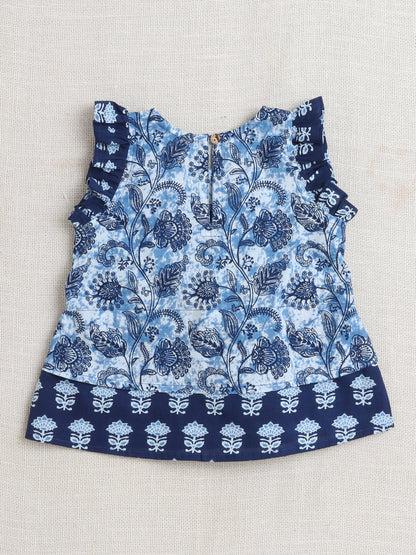Sleeveless Floral Printed Coordinating Set - Blue