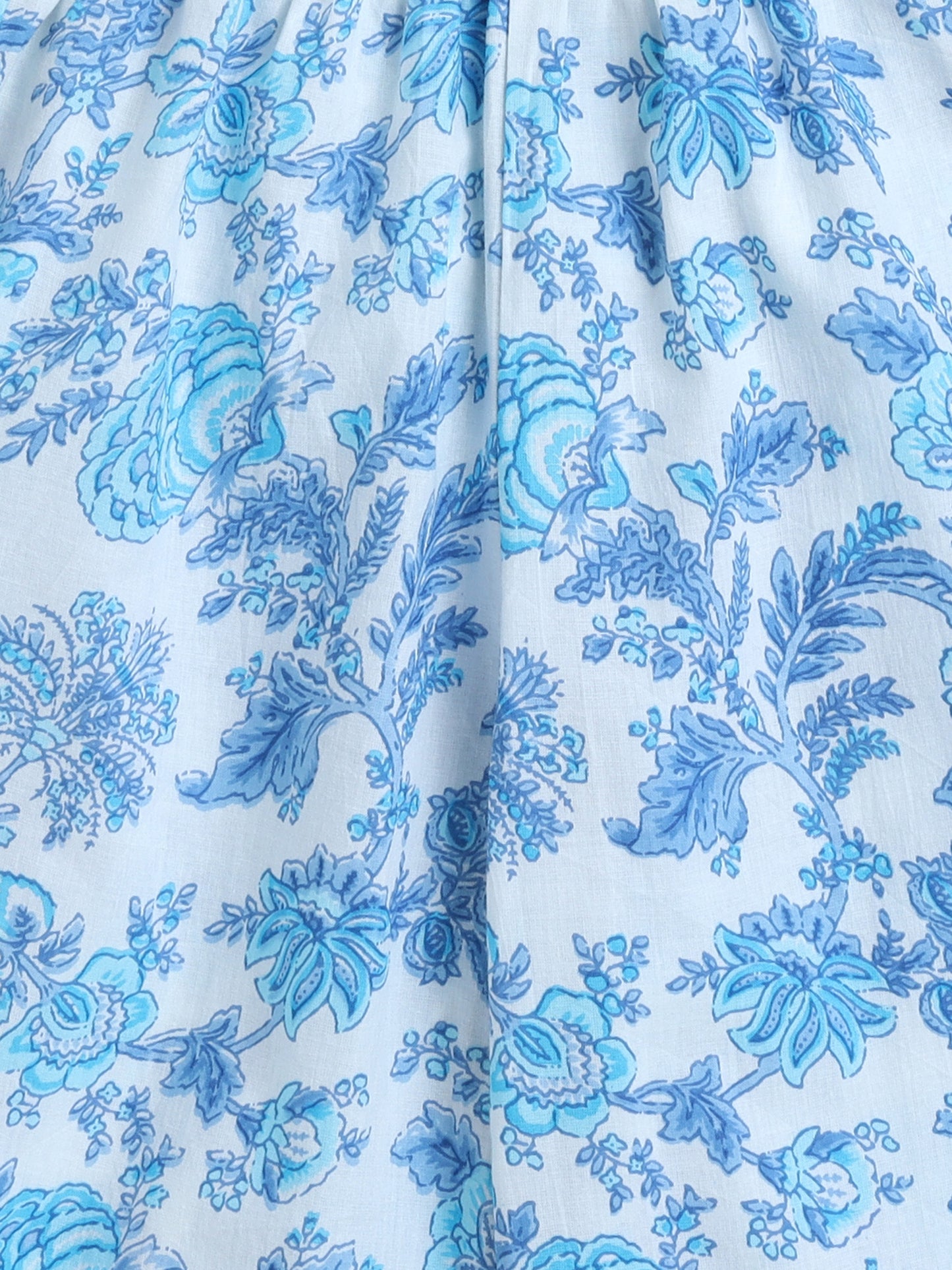 Floral Print Printed Sleeveless Top and Pant Set Co-Ords Set For Girls-Blue
