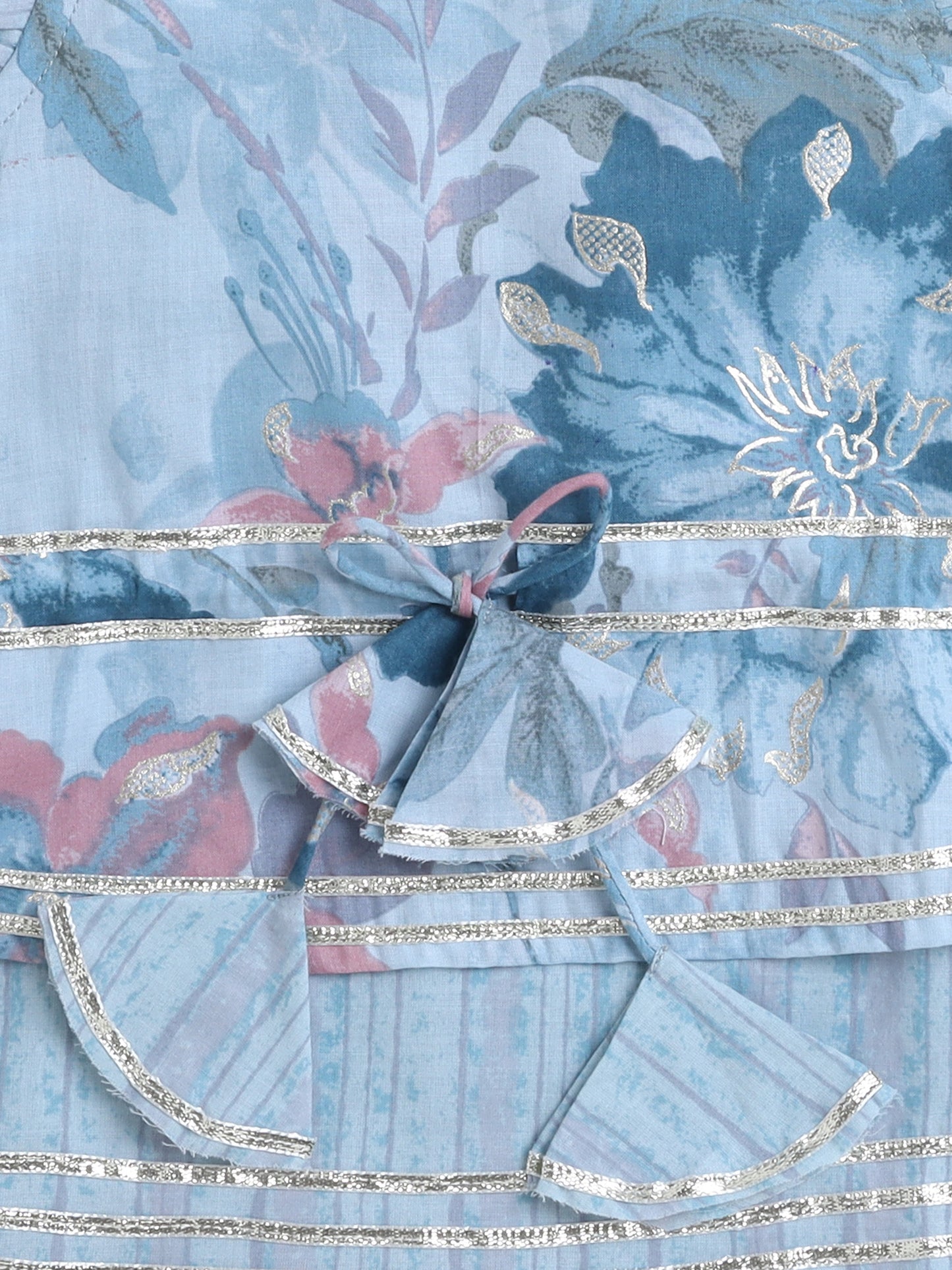 Floral Print Printed Sleeveless Top and Pant Set Co-Ords Set -Blue