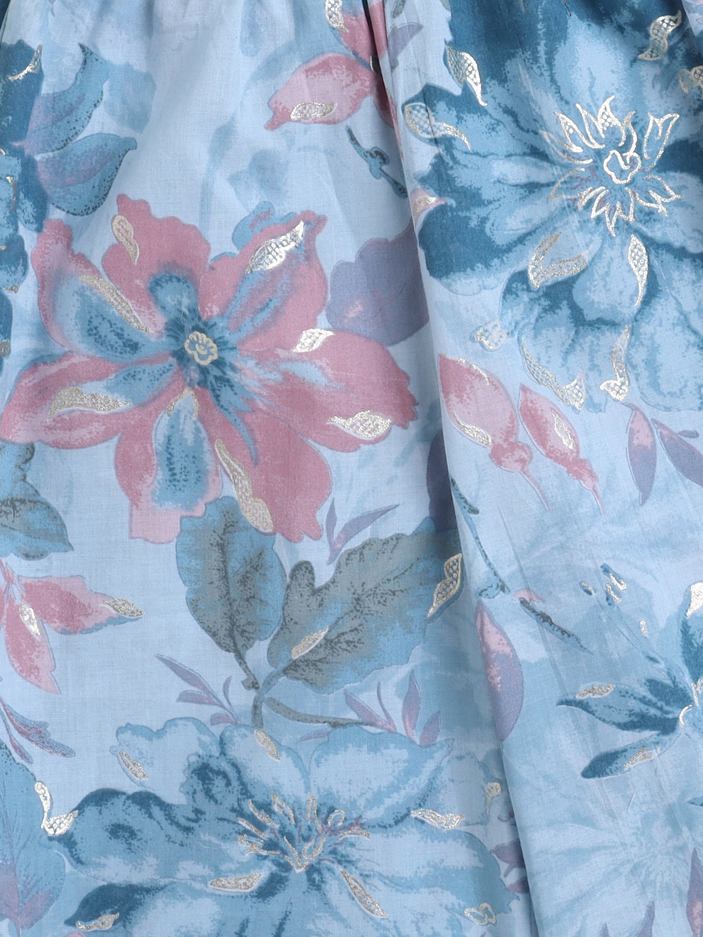 Floral Print Printed Sleeveless Top and Pant Set Co-Ords Set -Blue