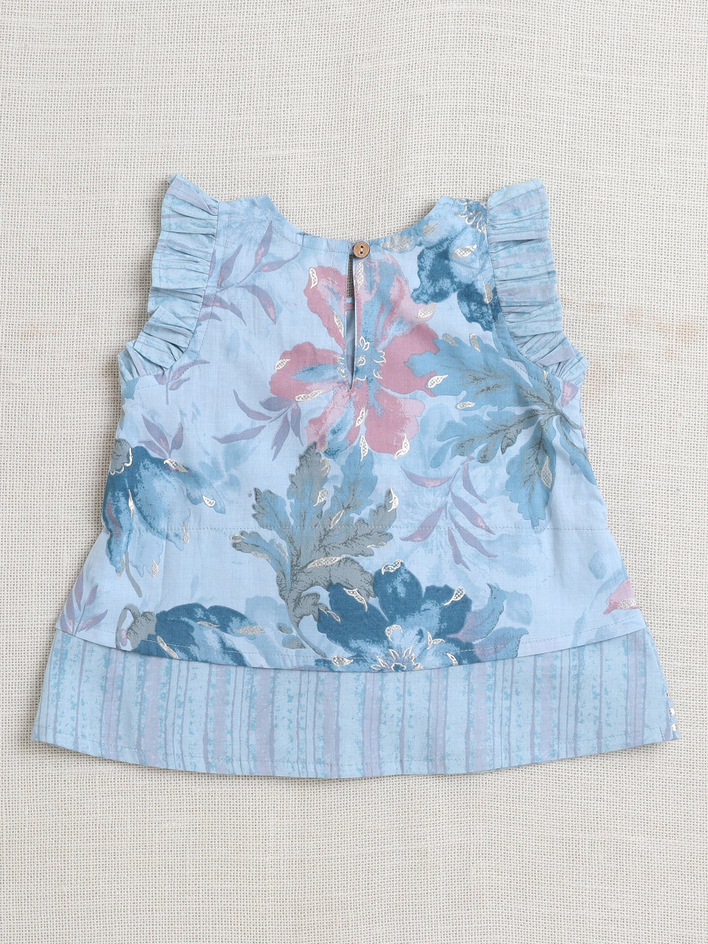 Floral Print Printed Sleeveless Top and Pant Set Co-Ords Set -Blue