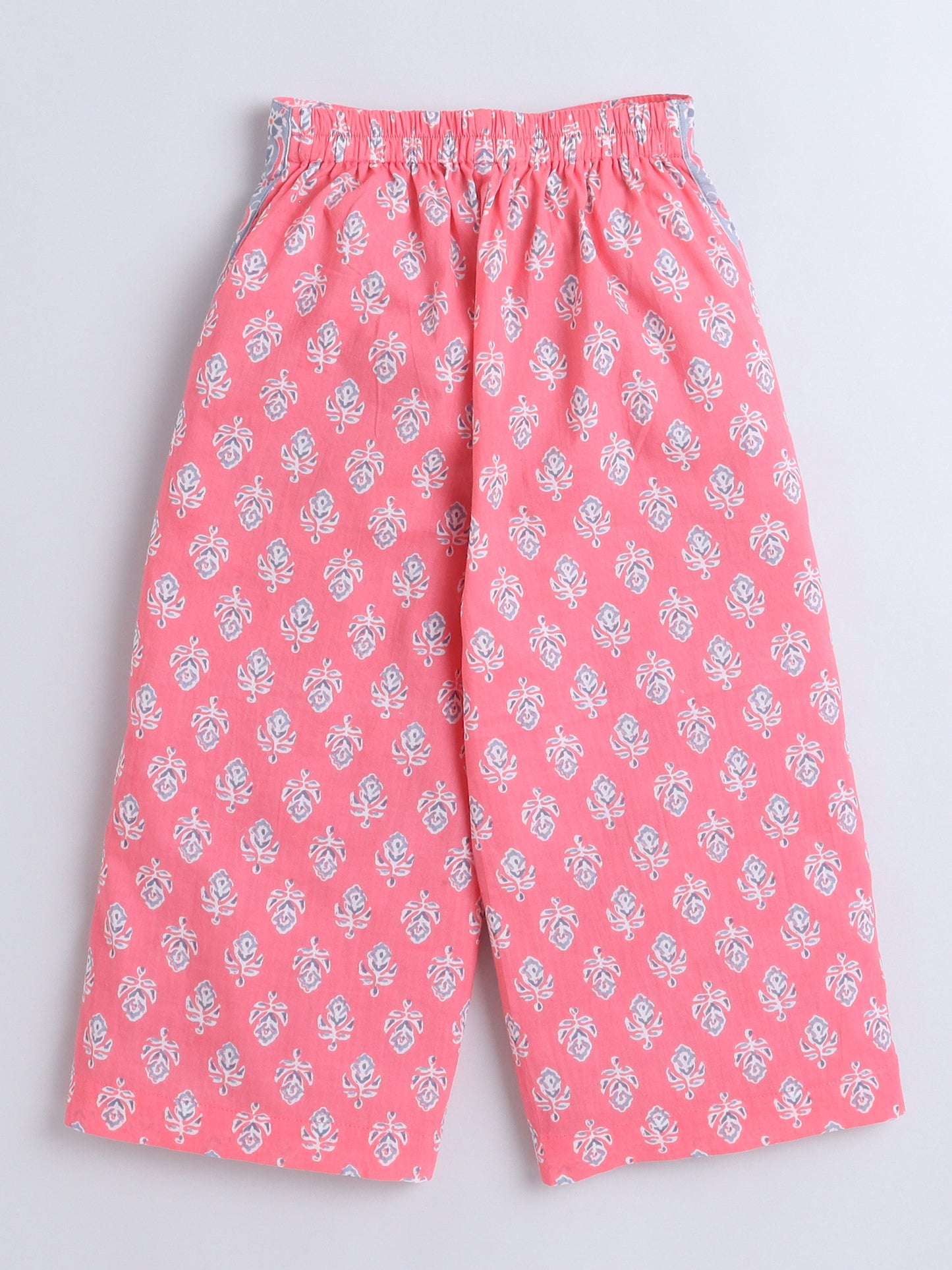 Sustainable Floral Printed Short Sleeves Collar Top and Pant Co ord Sets-Peach