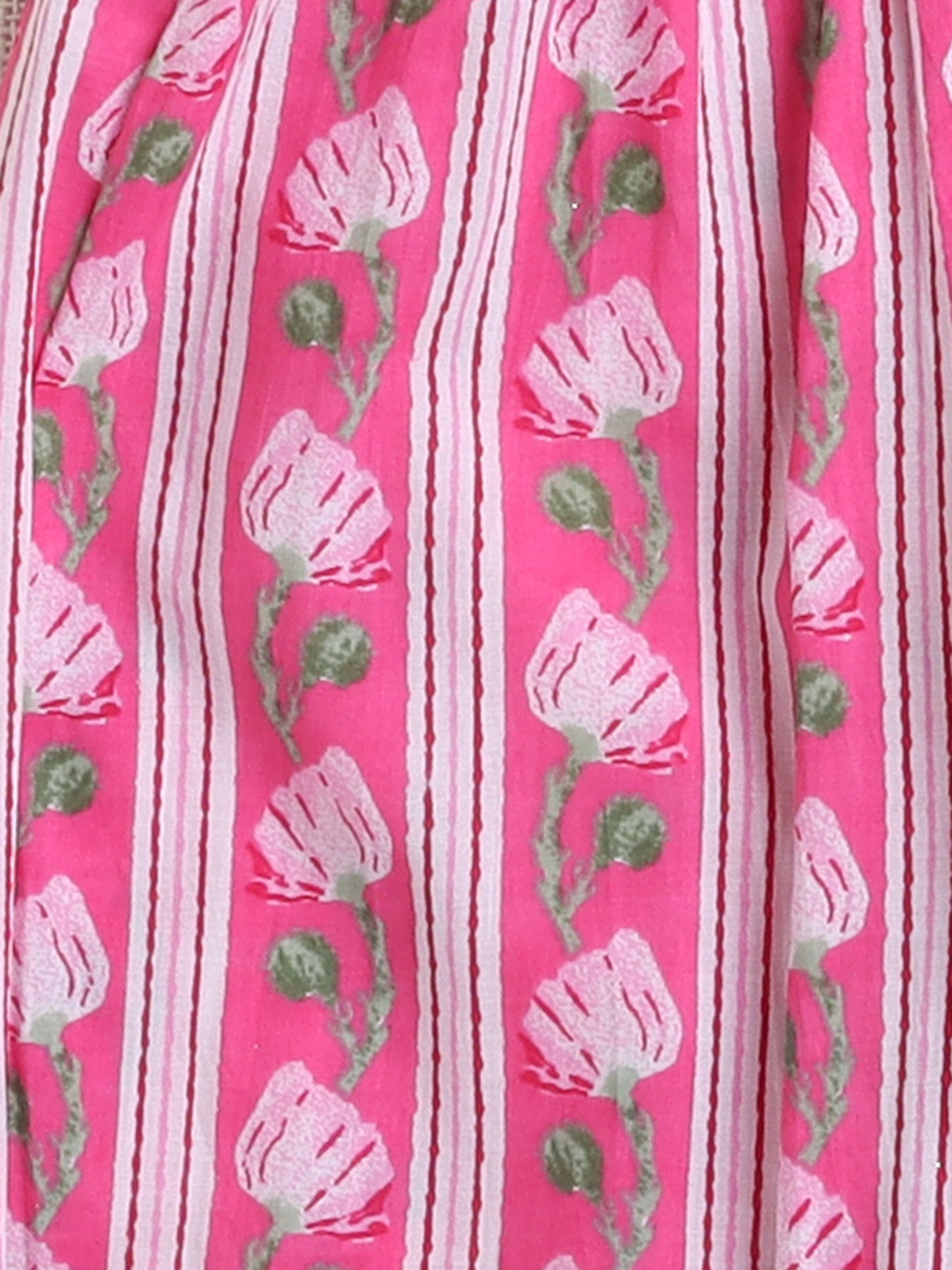 Floral Printed Elbow Sleeves Tassled Gathered Aliya Cut Kurta with Straight Pants With Dupatta-Fuchsia