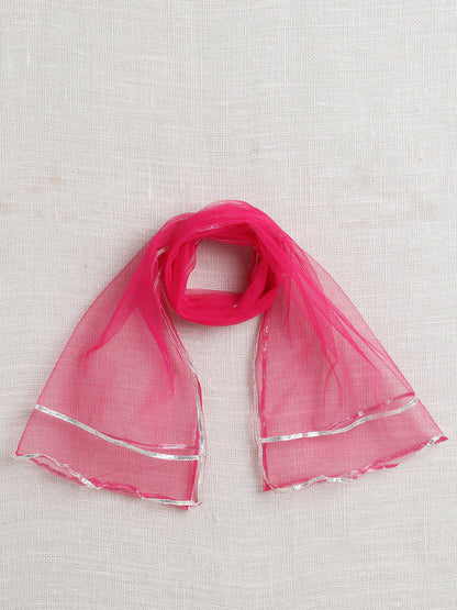 Floral Printed Elbow Sleeves Tassled Gathered Aliya Cut Kurta with Straight Pants With Dupatta-Fuchsia