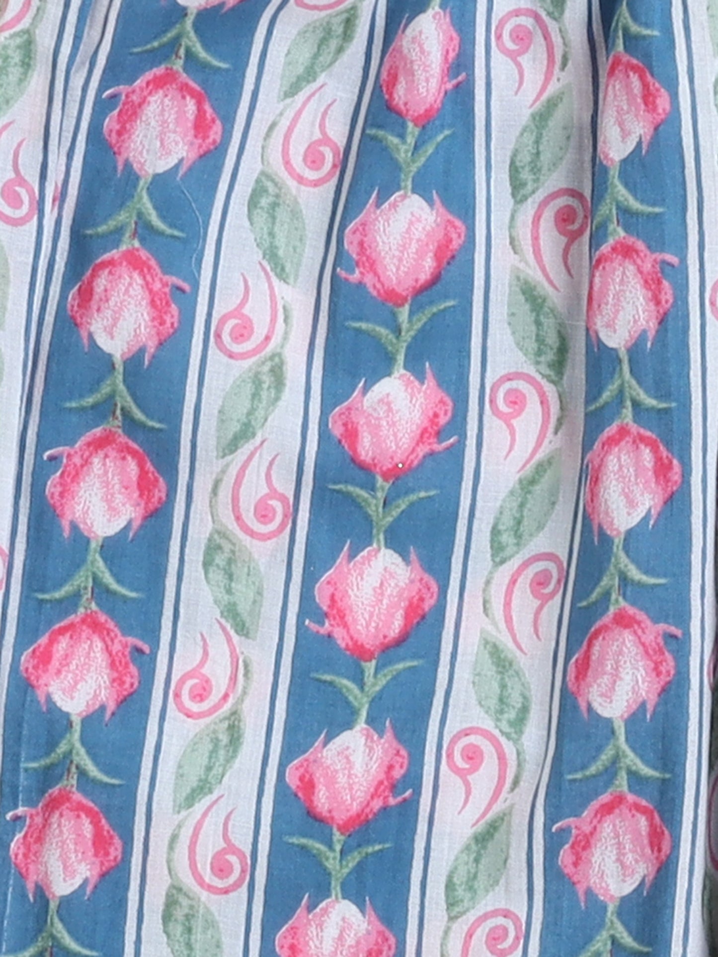Floral Printed Elbow Sleeves Tassled Gathered Aliya Cut Kurta with Straight Pants With Dupatta-Blue