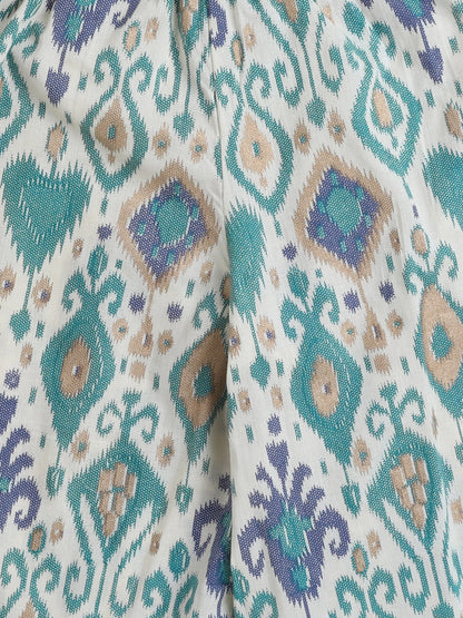 The Magic Wand Sleeveless All over Print with Gota Lace Top and Pant Set Blue