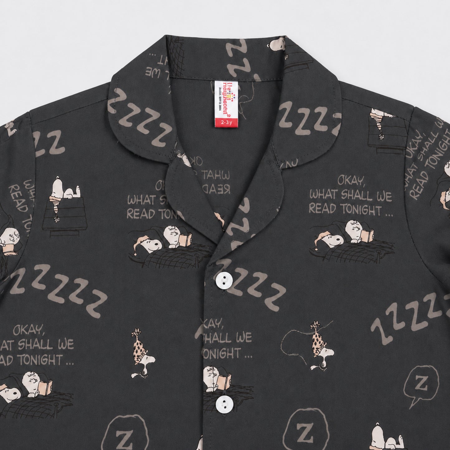 The Magic Wand Cotton Woven Full Sleeves Cartoon Printed Coordinating Shirt And Pant Night Suit - Grey