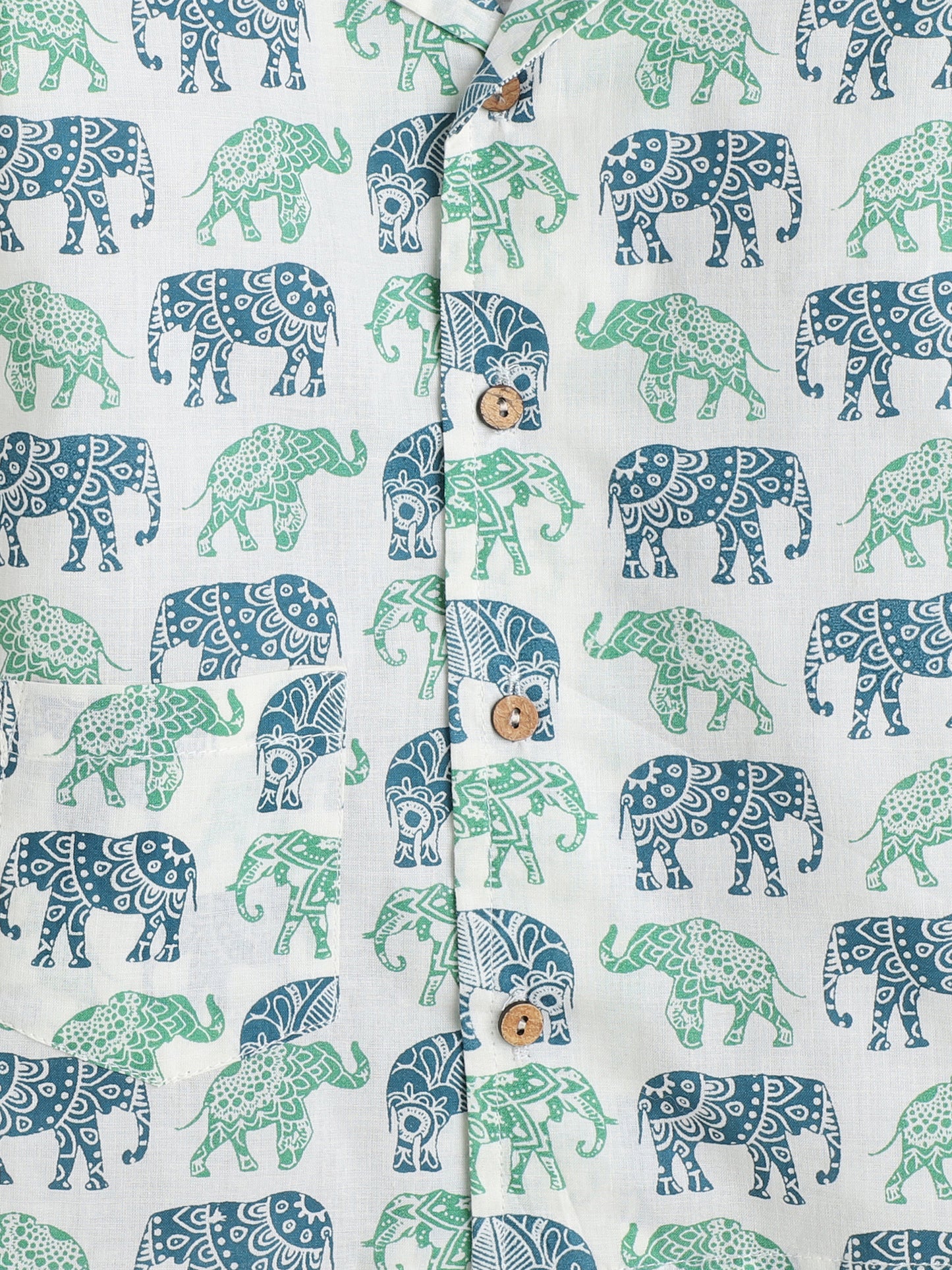 Full Sleeves Elephant Printed Cotton Lounge Wear Night Suit Set For Kids Blue