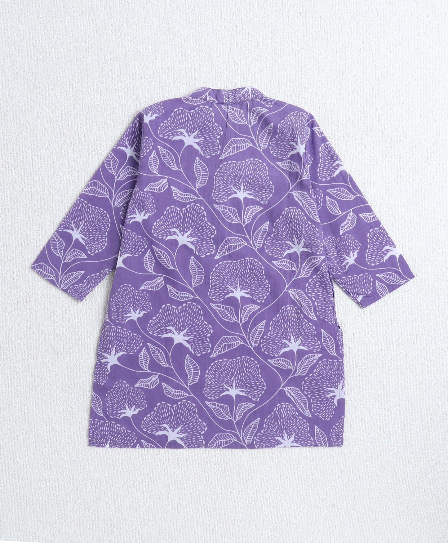 Cotton Woven Full Sleeves Stripe Detailed Kurta with Pyjama Set - Lavender