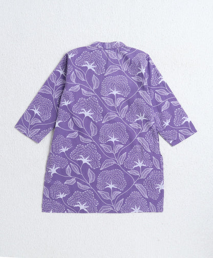 Cotton Woven Full Sleeves Stripe Detailed Kurta with Pyjama Set - Lavender