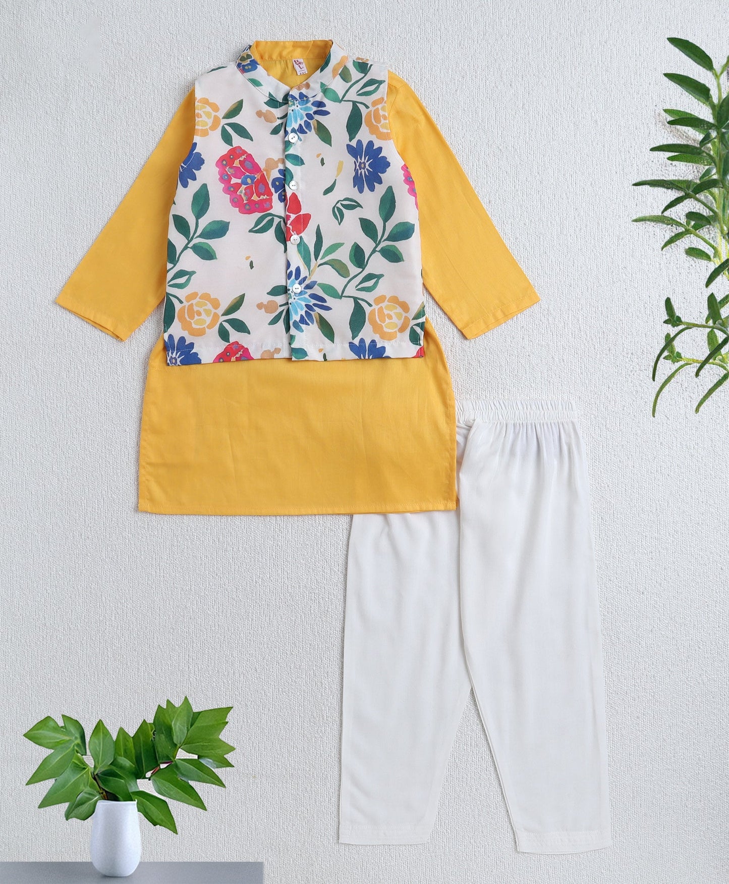 The-Magic-Wand-Cotton-Woven-Full-Sleeves-Bandhani-Printed-Kurta-with-Pyjama-Set--Yellow