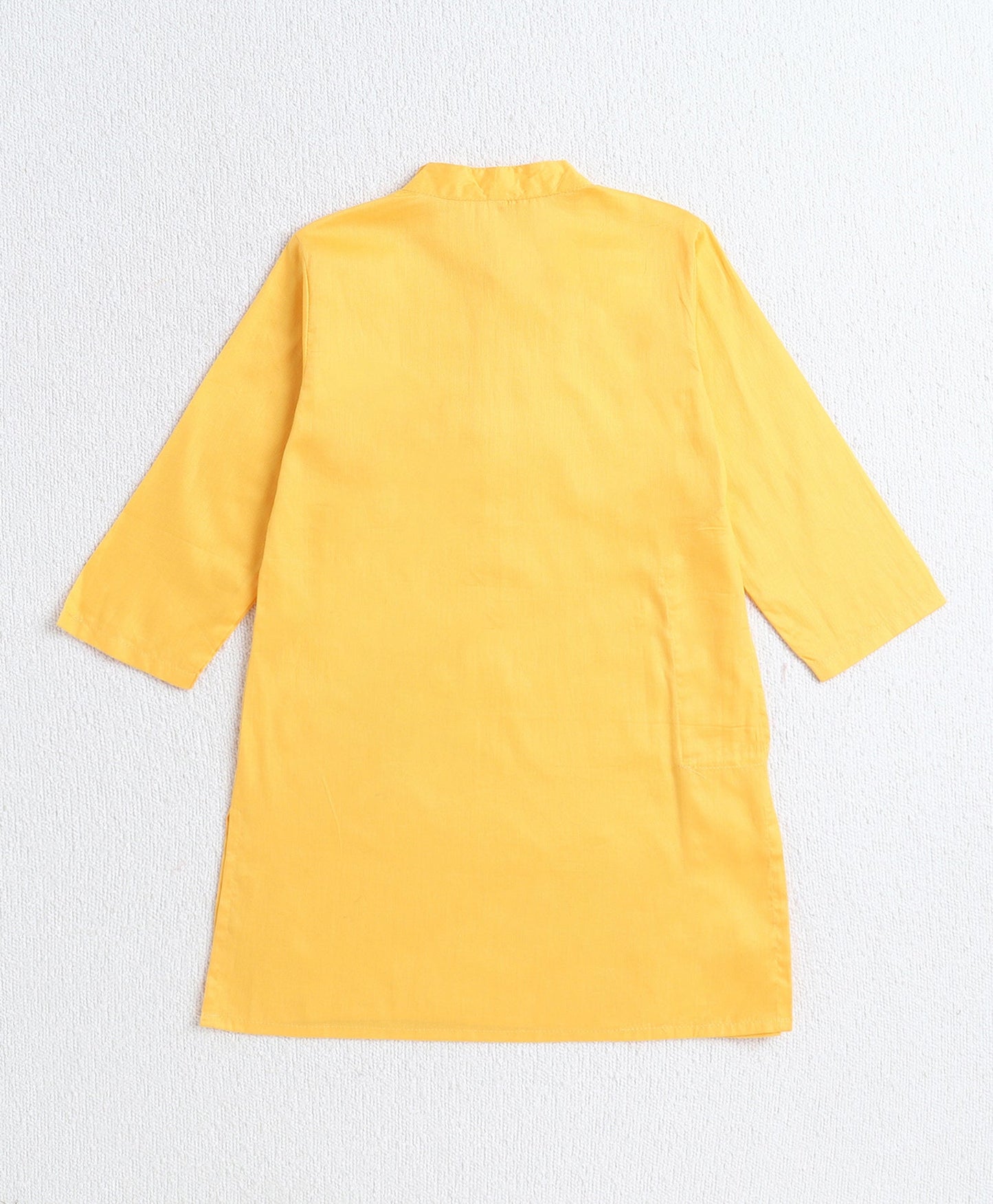 Cotton Woven Full Sleeves Solid Kurta and Pyjama Set with Digital Print Jacket - Yellow