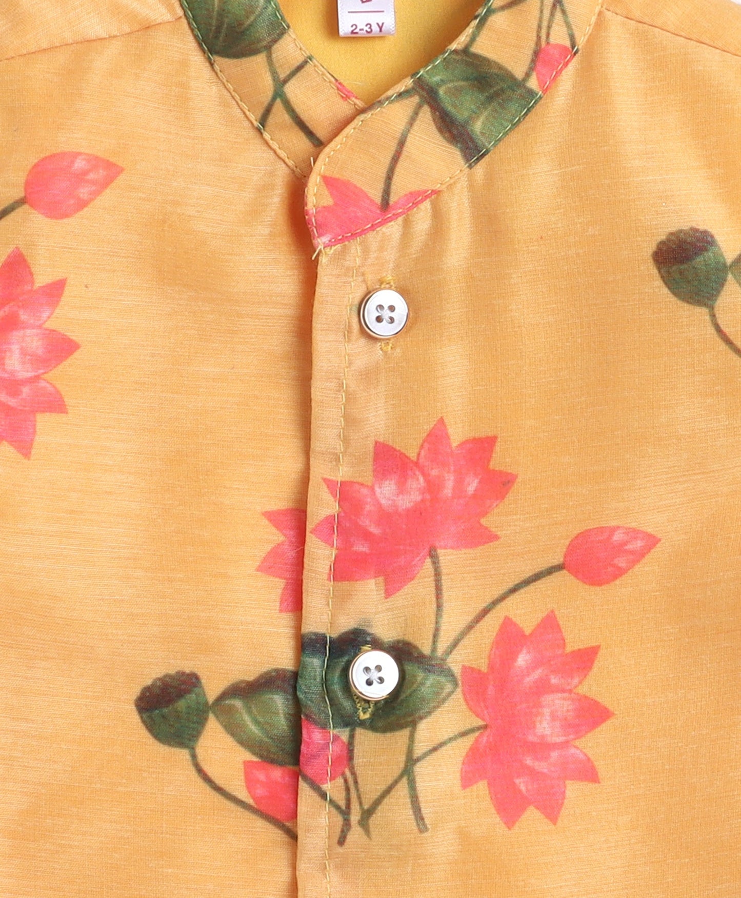 Cotton Woven Full Sleeves Solid Kurta and Pyjama Set with Digital Print Jacket - Yellow