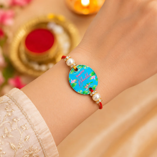 The Magic Wand Trendy Beautiful Bhabhi Printed Rakhi - Blue