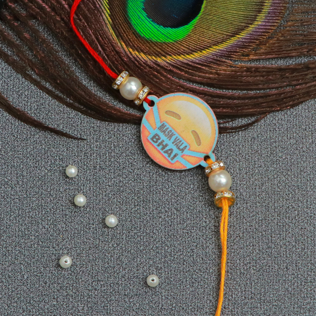 The Magic Wand Cute Mask Wala Bhai Printed Rakhi - White